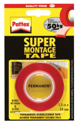 PLAKBAND PATTEX 19MMX1.5M SUPERMONTAGE 50KG 2Z