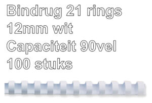 BINDRUG GBC 12MM 21RINGS A4 WIT