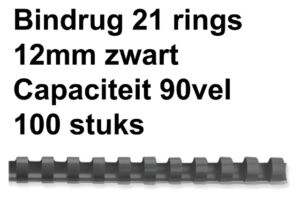 BINDRUG GBC 12MM 21RINGS A4 ZWART