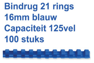 BINDRUG GBC 16MM 21RINGS A4 BLAUW