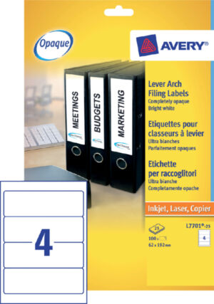 RUGETIKET AVERY L7701-25 192X62MM 100ST