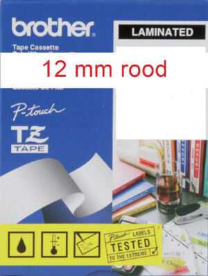 LABELTAPE BROTHER TZE-232 12MMX8M WIT/ROOD