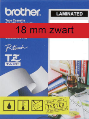 LABELTAPE BROTHER TZE-441 18MMX8M ROOD/ZWART