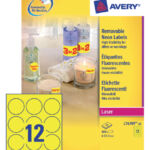ETIKET AVERY L7670-25 63.5MM 300ST NEON GEEL