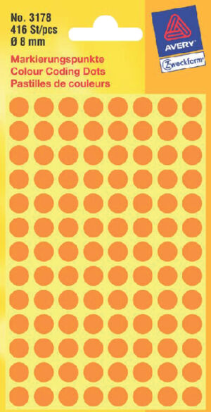 ETIKET AVERY ZWECK 3178 8MM ORANJE 416ST