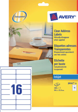 ETIKET AVERY J8562-25 99.1X33.9MM TRANSP 400ST