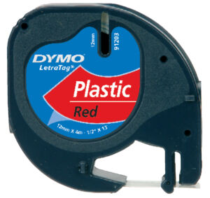 LABELTAPE DYMO 91203 12MMX4M LETRATAG ROOD/ZWART