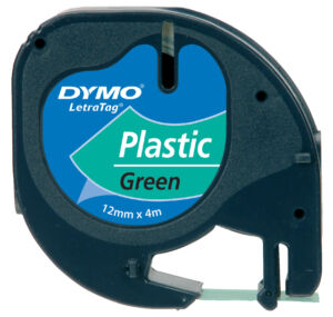 LABELTAPE DYMO 91204 12MMX4M LETRATAG GROEN/ZWART