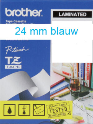 LABELTAPE BROTHER TZE-253 24MMX8M WIT/BLAUW