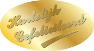 ETIKET HAZA HARTELIJK GEFELICITEERD GD/GD
