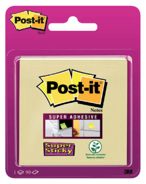 MEMOBLOK 3M POST-IT 6920 SUPER STICKY 76X76MM GEEL