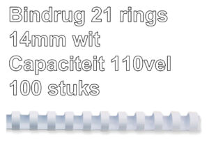 BINDRUG GBC 14MM 21RINGS A4 WIT