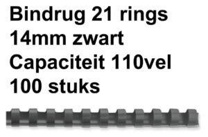 BINDRUG GBC 14MM 21RINGS A4 ZWART