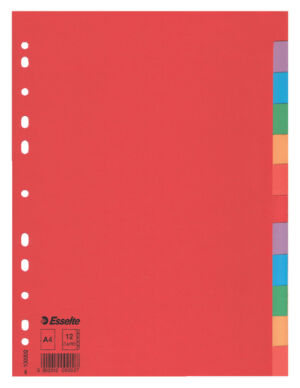 TABBLADEN ESSELTE A4 11R KARTON 12DLG BLANCO