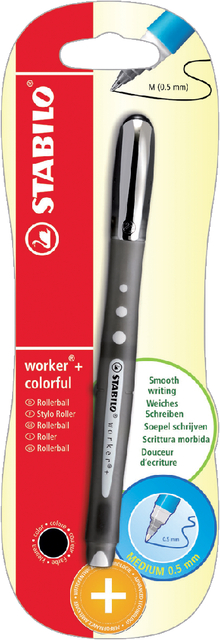 ROLLERPEN STABILO WORKER COLORFUL ZWART