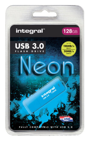 USB-STICK INTEGRAL 128GB 3.0 NEON BLAUW