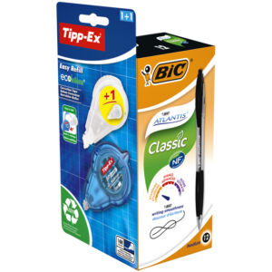 BALPEN BIC ATLANTIS ZWART + GRATIS TIPP-EX EASY