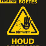 DEURSTICKER HOUD AFSTAND A4 GEEL/ZWART
