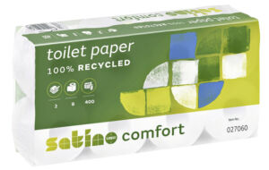 TOILETPAPIER SATINO COMFORT 2LGS 400VEL WIT 8ROL