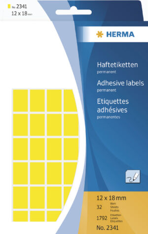 ETIKET HERMA 2341 12X18MM 1792ST GEEL