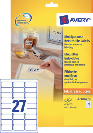 ETIKET AVERY L4737REV-25 63.5X29.6MM 675ST