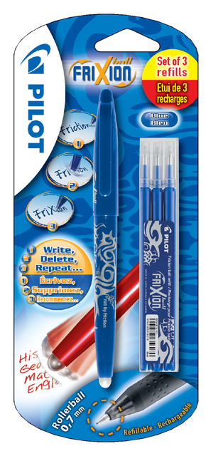 ROLLERPEN PILOT FRIXION BL-FR7 0.35MM + 3 VULL BL