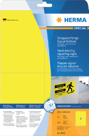 ETIKET HERMA 8032 105X148MM 100ST FOLIE GEEL