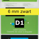 LABELTAPE DYMO 43618 6MMX7M D1 GEEL/ZWART