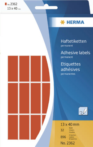 ETIKET HERMA 2362 13X40MM ROOD 896STUKS