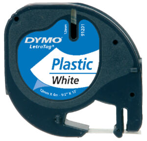 LABELTAPE DYMO 91201 12MMX4M LETRATAG WIT/ZWART