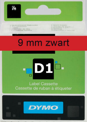 LABELTAPE DYMO 40917 9MMX7M D1 ROOD/ZWART