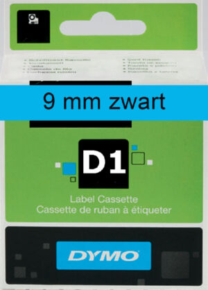 LABELTAPE DYMO 40916 9MMX7M D1 BLAUW/ZWART