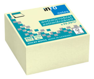 MEMOBLOK INFO NOTES ANTIMICROBIËEL 75X75MM GEEL