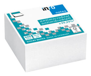 MEMOBLOK INFO NOTES ANTIMICROBIËEL 75X75MM WIT