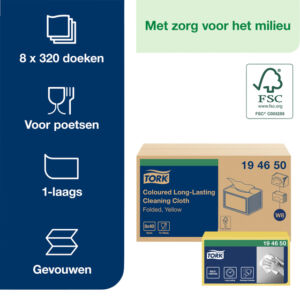 REINIGINGSDOEK TORK 194650 GEVOUWEN GEEL 40VEL