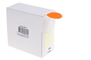 ETIKET RILLPRINT 35MM 500ST OP ROL FLUOR ROOD