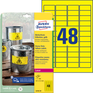 ETIKET AVERY L6103-20 45.7X21.2MM GEEL 960STUKS