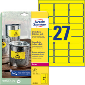 ETIKET AVERY L6105-20 63.5X29.6MM GEEL 540STUKS