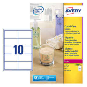 ETIKET AVERY L7783-25 96X50.8MM TRANSPARANT 250ST