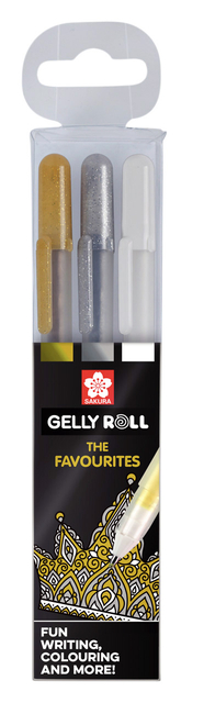 GELPEN SAKURA GELLY ROLL 3 KLEUREN GOUD-ZILVER-WIT