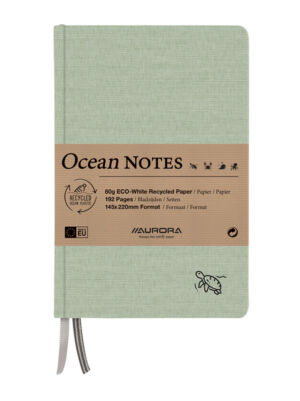NOTITIEBOEK AURORA OCEAN A5 192BLZ LIJN 80GR GROEN