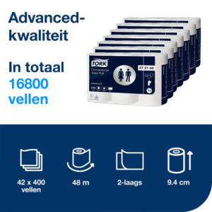 TOILETPAPIER TORK T4 ADVANCED 2LAAGS WIT 472168