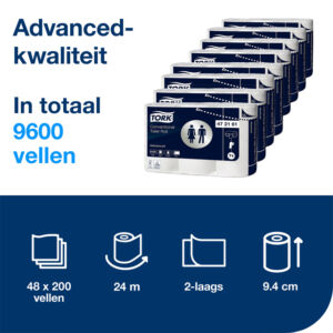 TOILETPAPIER TORK T4 ADVANCED 2LAAGS WIT 472161