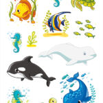 DÉCOR STICKER WALVISSEN EN ZEEDIEREN