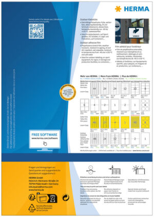 ETIKET HERMA 9539 A4 99.1X139MM WEERVAST FOLIE WT